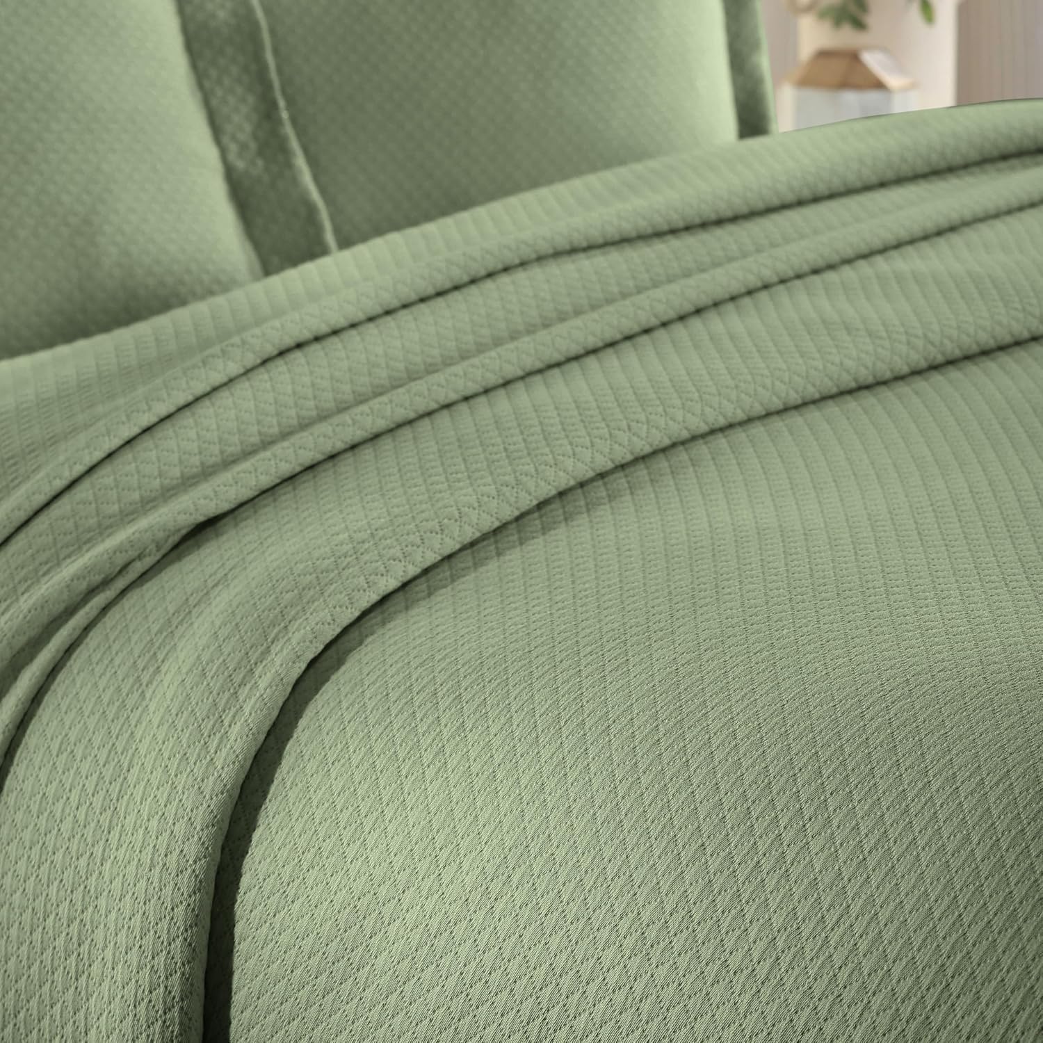 Superior Solitaire Cotton Bedspread Set Full Size 3 Piece
