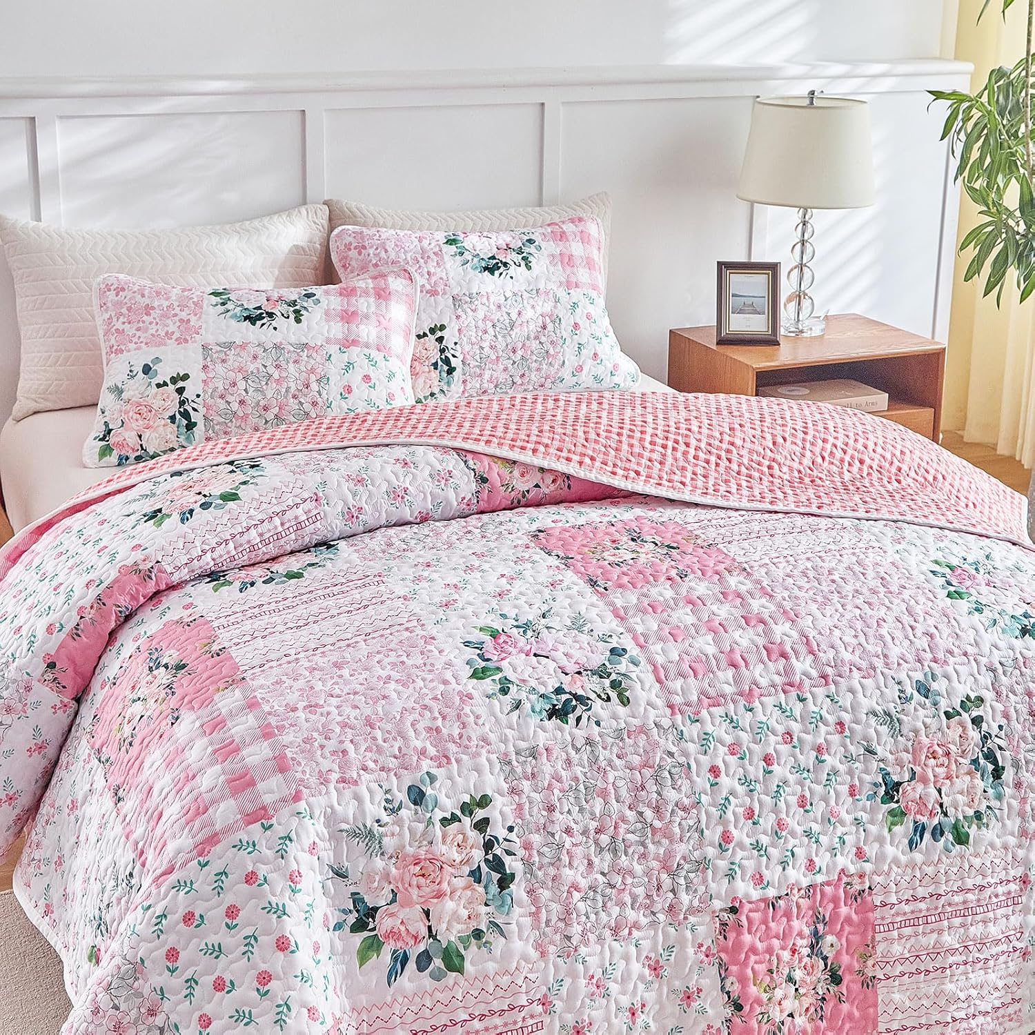 Joyreap 3 Piece Floral Quilt Set Queen Size