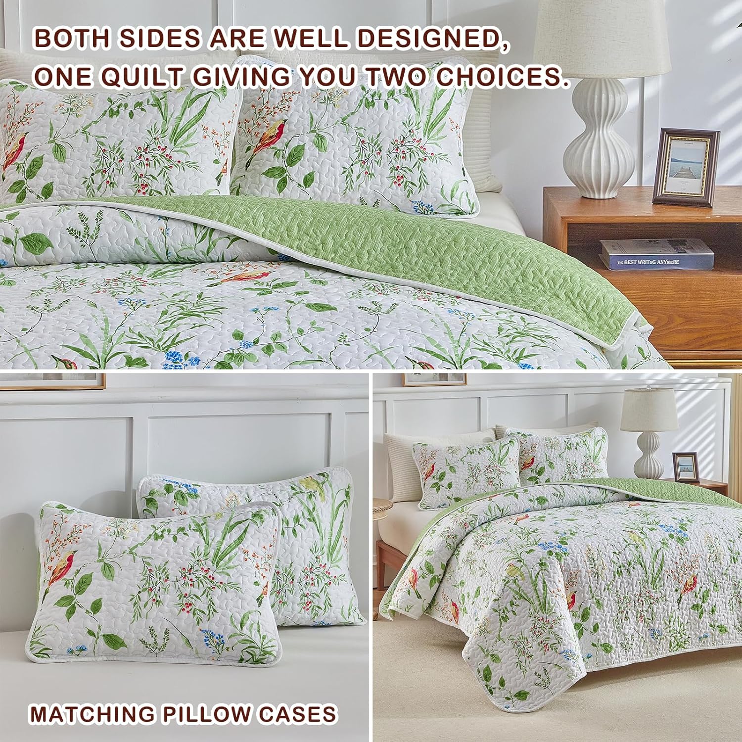 Joyreap 3-Piece Quilt Set for FullQueen Beds