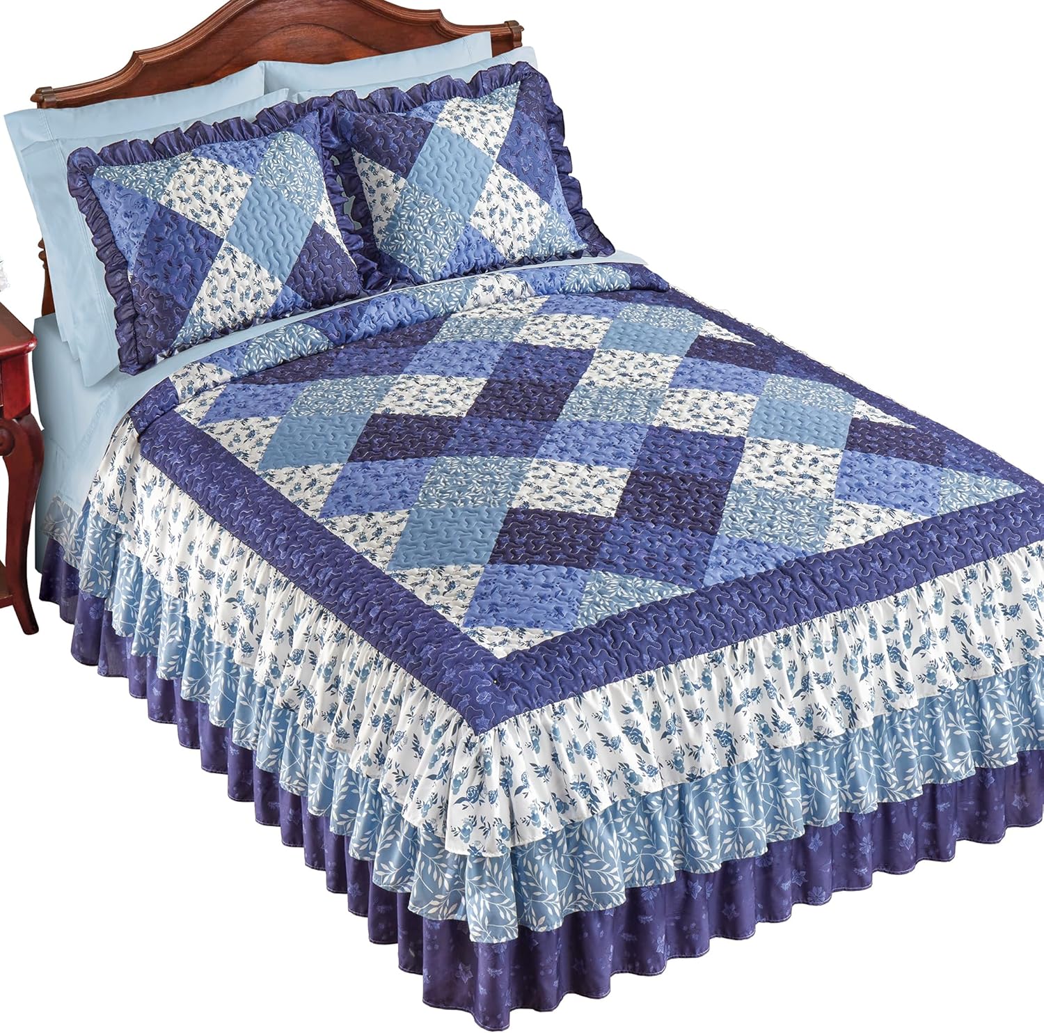Collections Etc Ella Patchwork Tiered Ruffle Bedspread