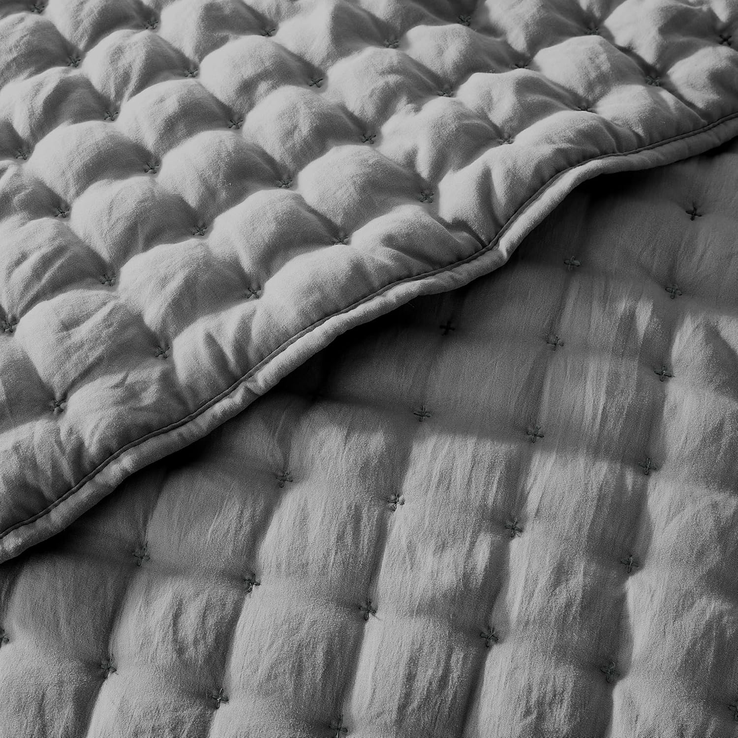 WDCOZY Dark Grey Twin Quilt Set with Pillow Sham 1