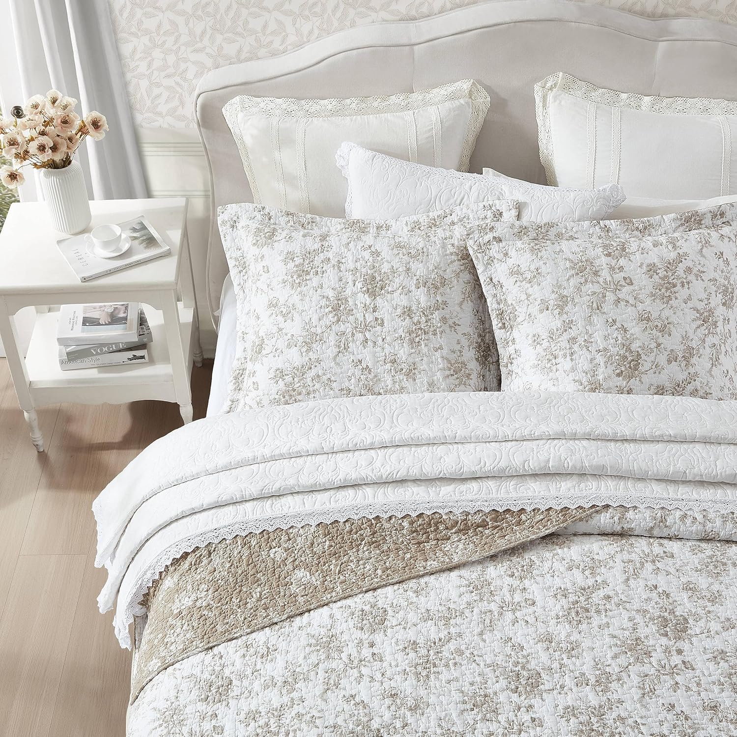 Laura Ashley King Quilt Set - Walled Garden Brown