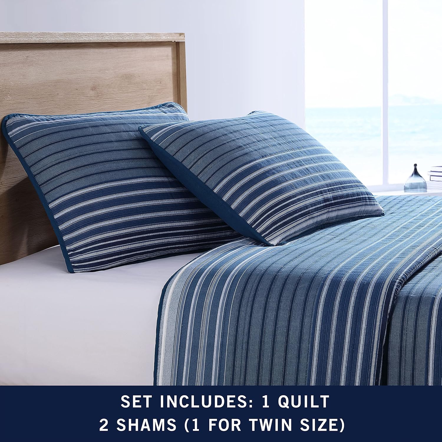 Nautica Queen Quilt Set - Cotton Reversible Bedding with Shams