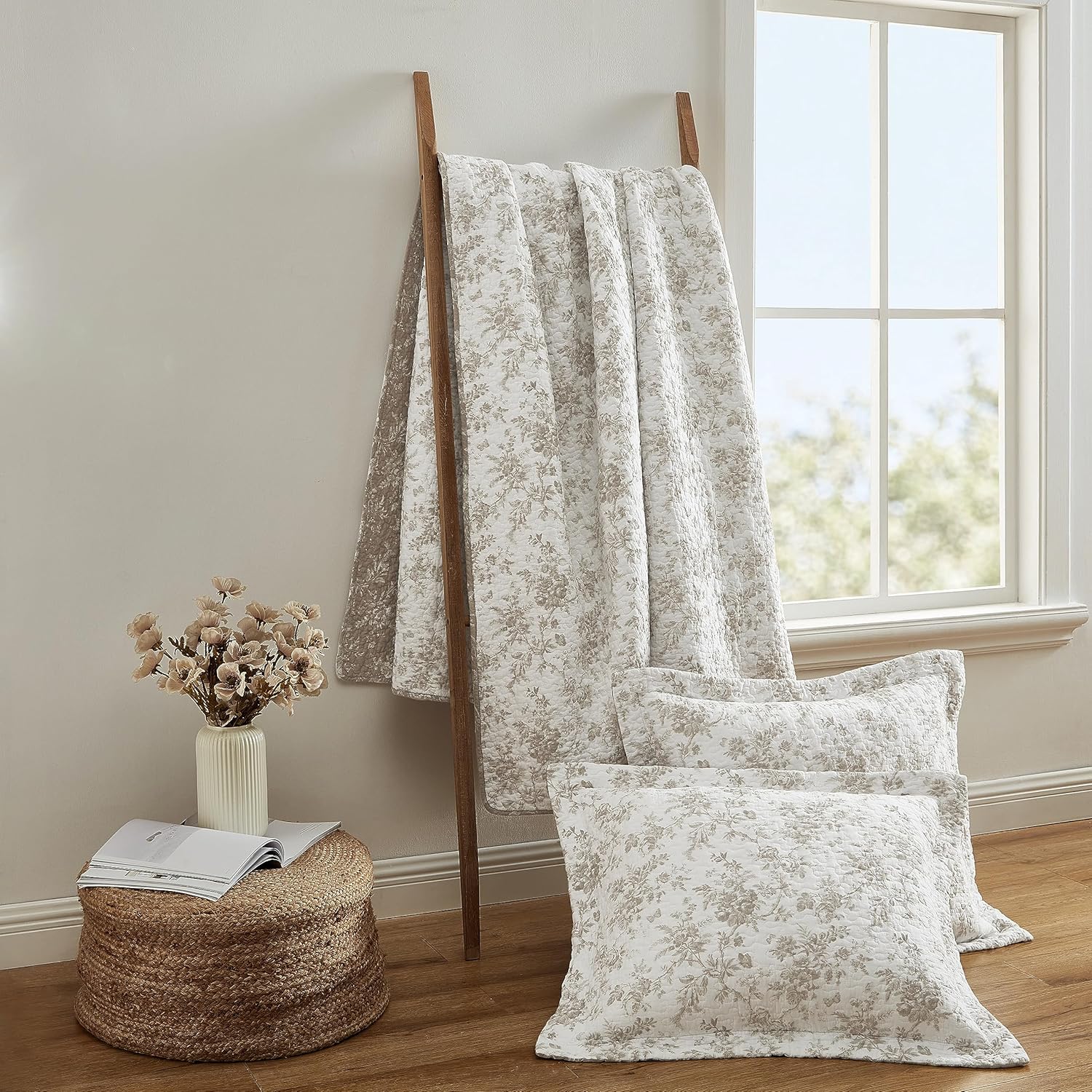 Laura Ashley King Quilt Set - Walled Garden Brown