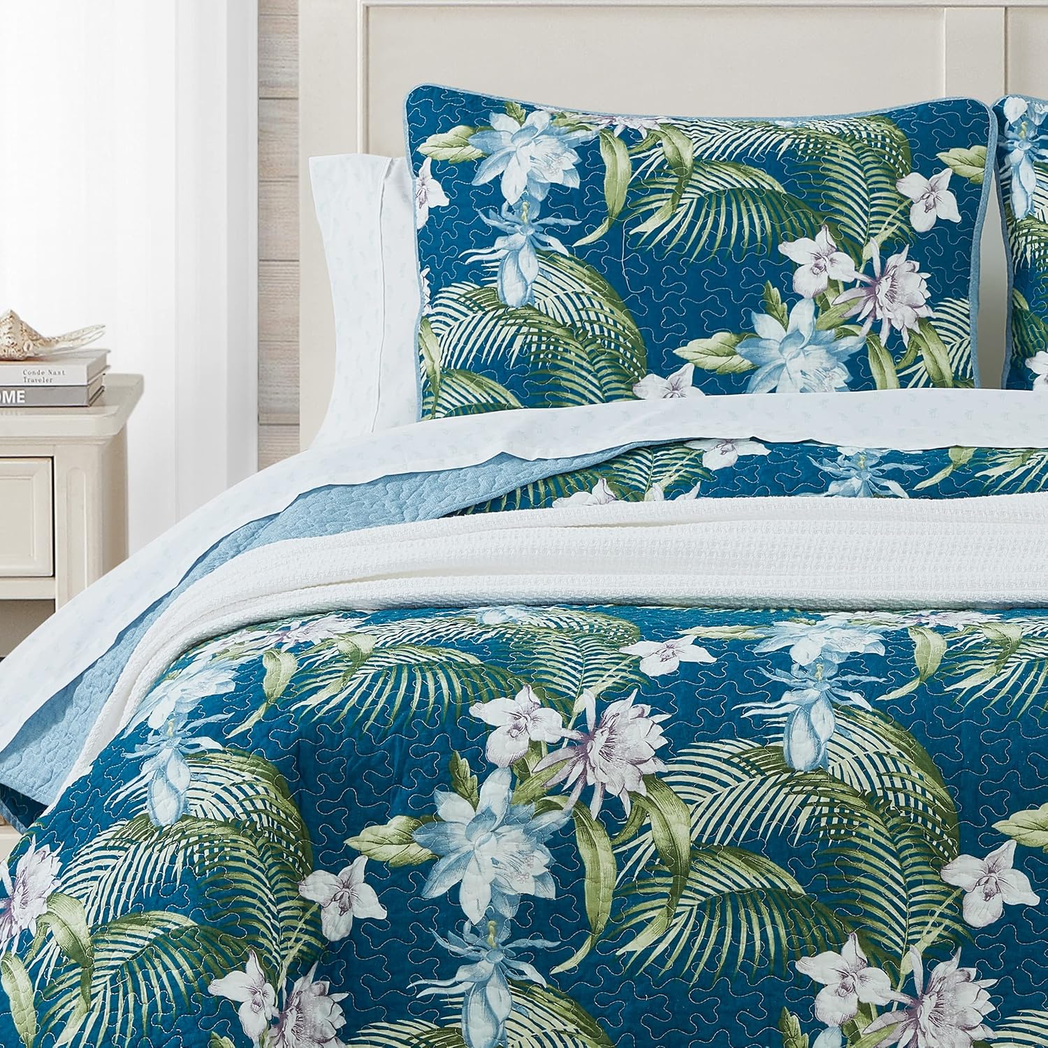Tommy Bahama King Quilt Set Southern Breeze Dark Blue