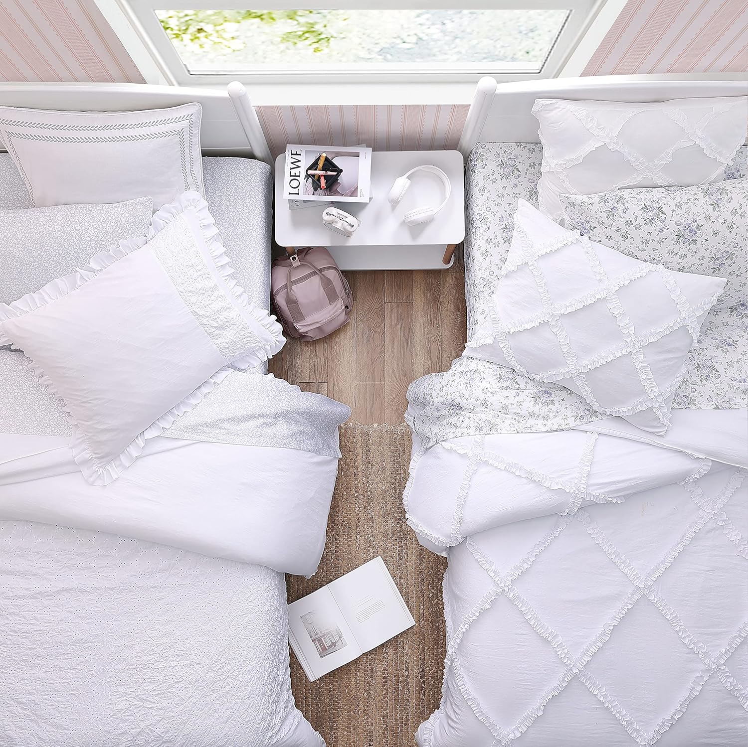 Laura Ashley Twin XL Comforter Set in Solid White