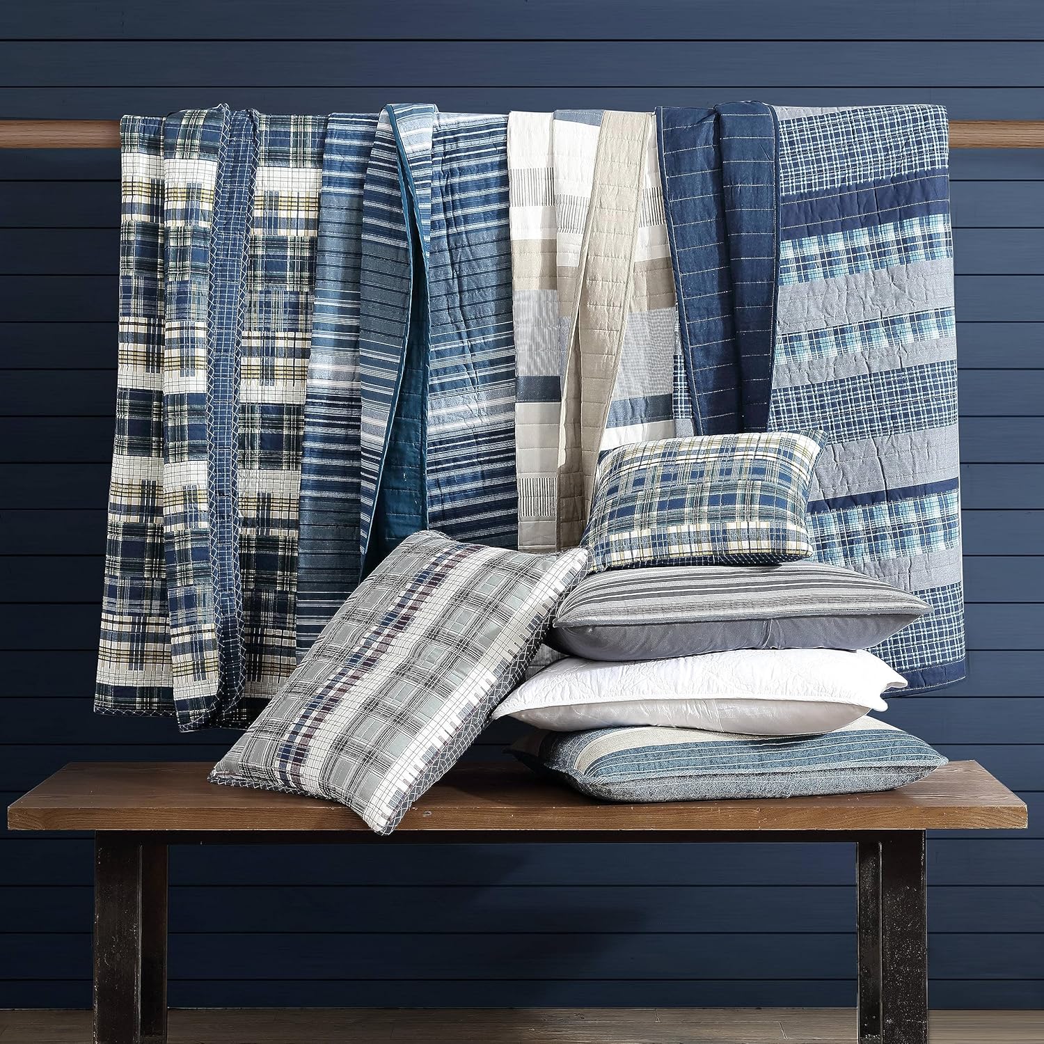 Nautica Queen Quilt Set - Cotton Reversible Bedding with Shams