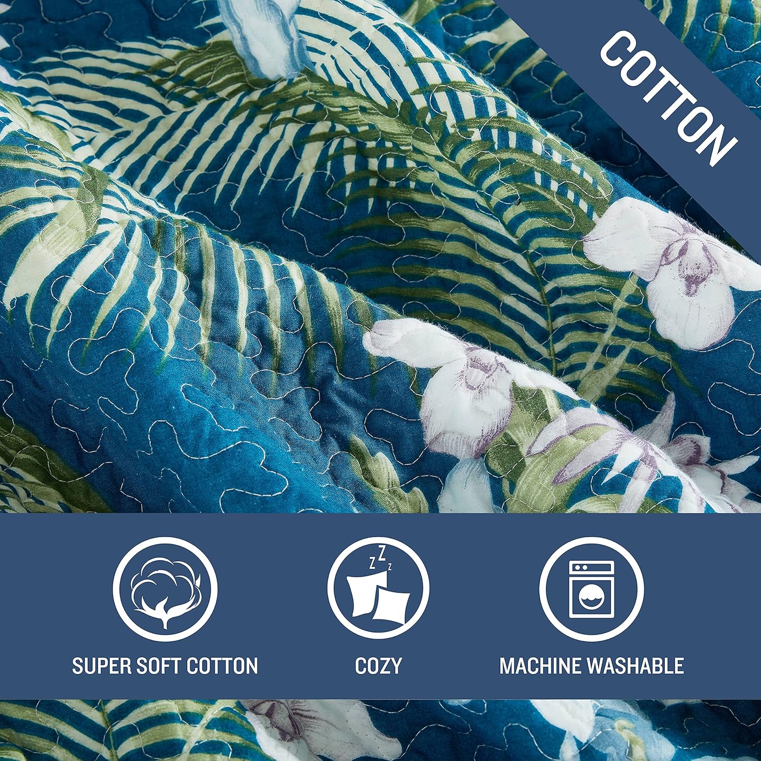 Tommy Bahama Queen Quilt Set - Southern Breeze Dark Blue