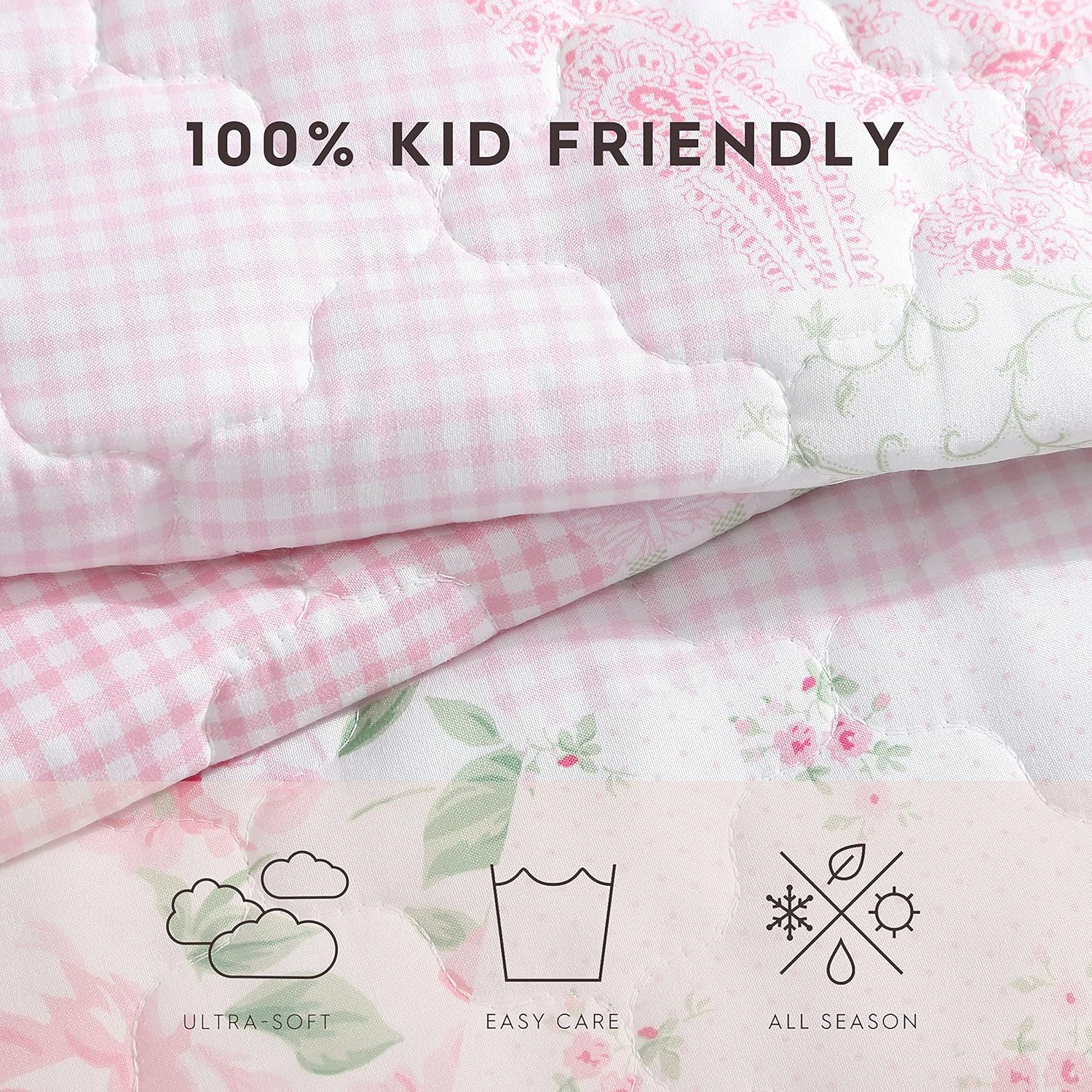 Laura Ashley Kids Quilt Set Reversible Ellyn Pink Twin