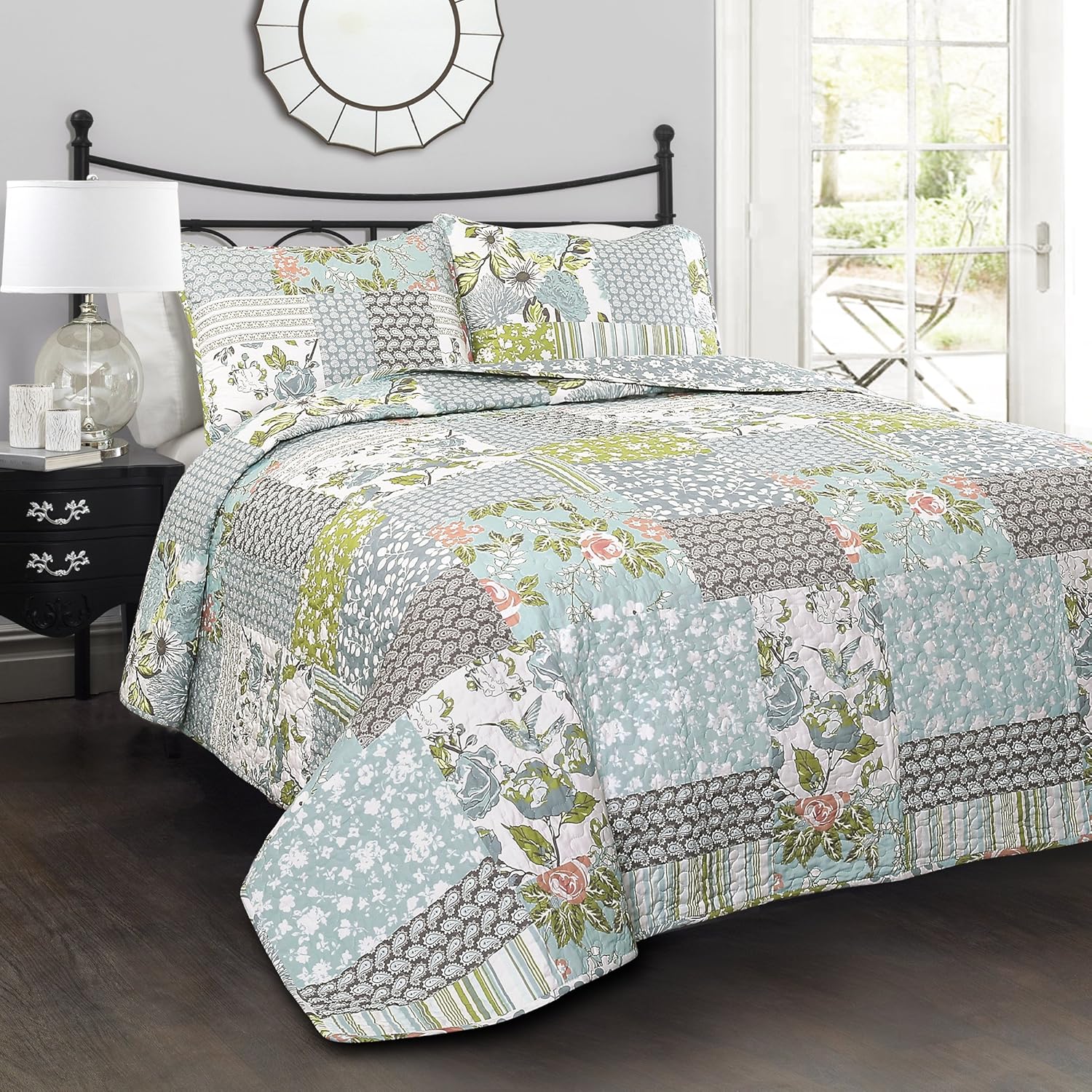 Lush Decor Roesser Quilt Set - King - Blue 1