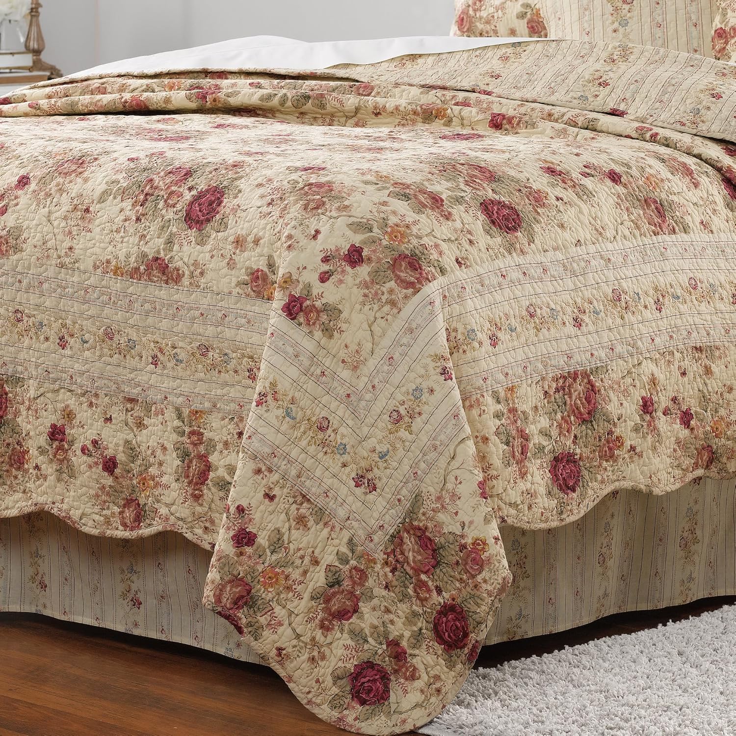 Greenland Home Antique Rose Quilt Set 5-Piece FullQueen