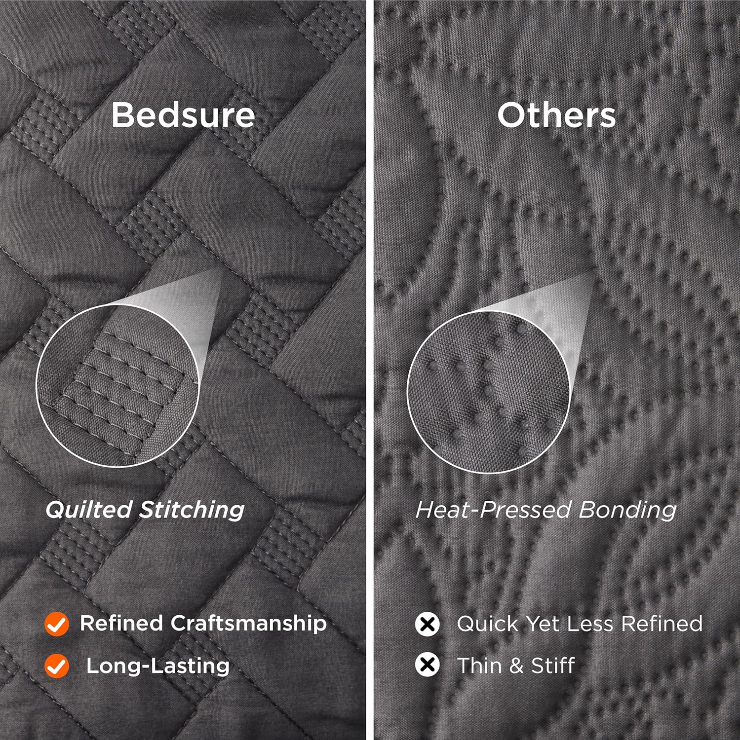Bedsure King Size Bedspread - Grey Basket Weave Pattern Soft and Lightweight